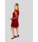 Alameda Payetli Tasarım Mini Mezuniyet Elbise BORDO  (0127)
