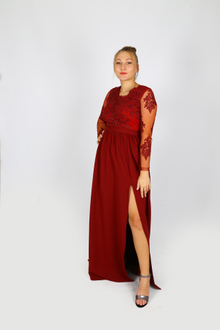 Kesia Maksiboy Güpürlü Gece Elbisesi(0126)