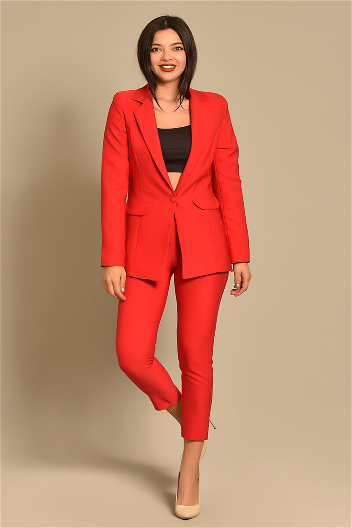 Paige Pantolon Ceket Takım Kırmızı (0151)