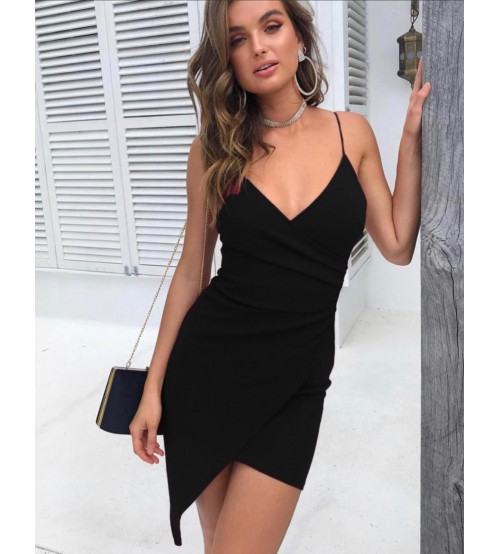 Richelle Askılı Tasarım Mini Elbise Siyah (0073)