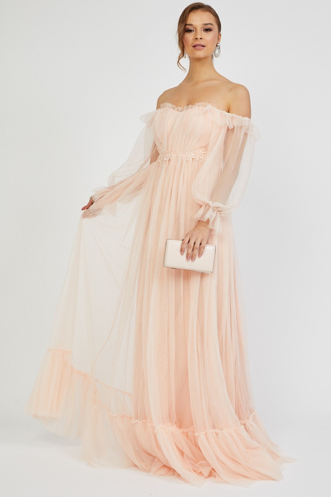 Almira Bayan Tül Detay Tasarım Abiye Elbise (0168)